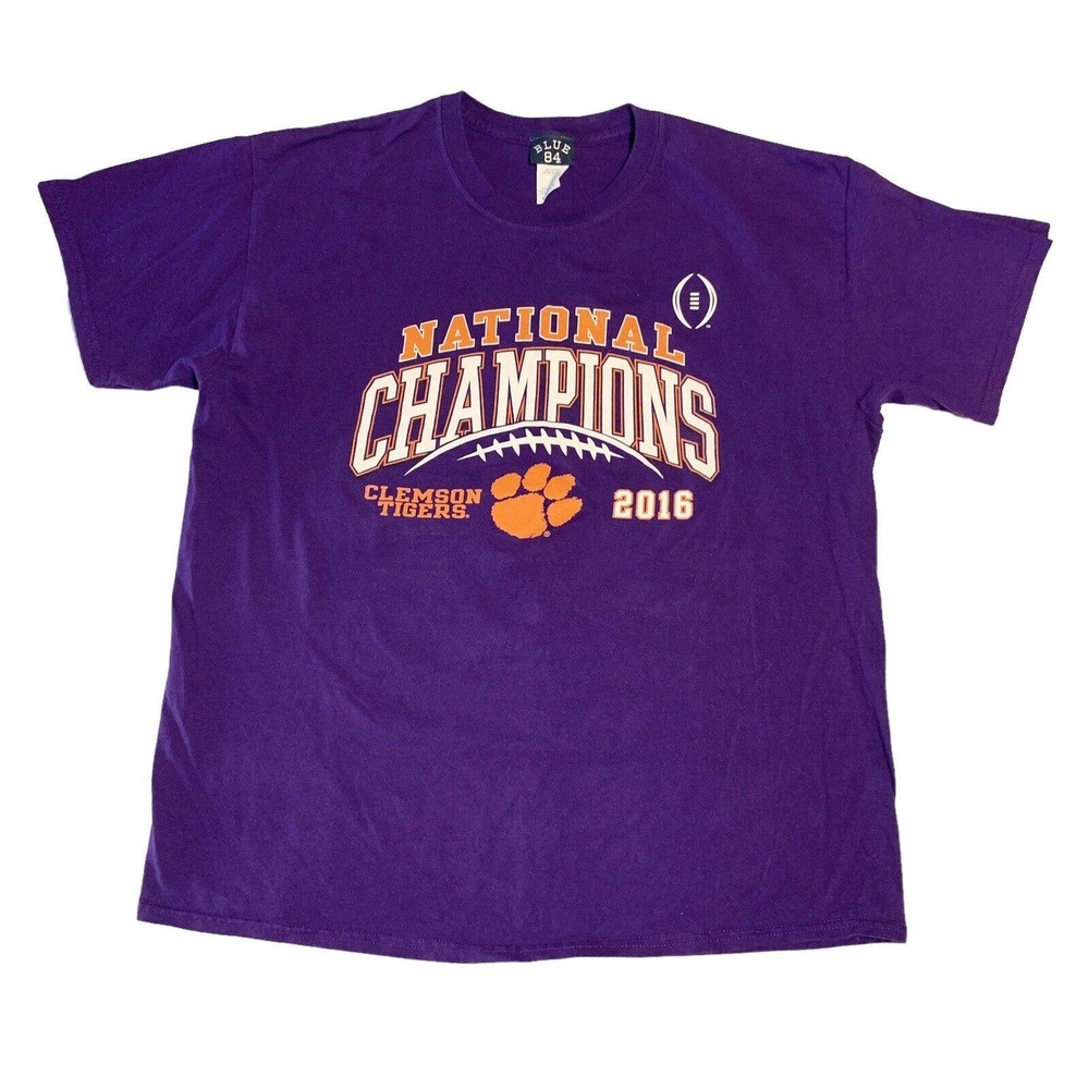 Clemson Tigers Shirt 2016 National Champions Purple T-Shirt Unisex Large Blue 84